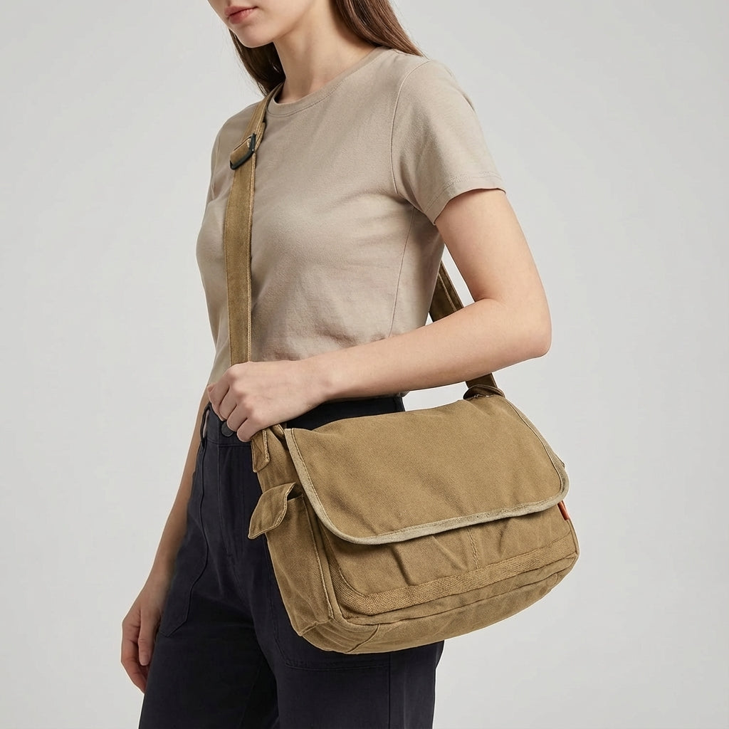 Unisex Vintage Shoulder Bag - Durable & Spacious