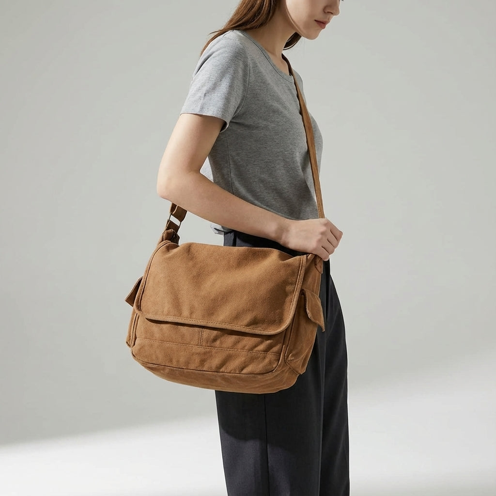 Unisex Vintage Shoulder Bag - Durable & Spacious