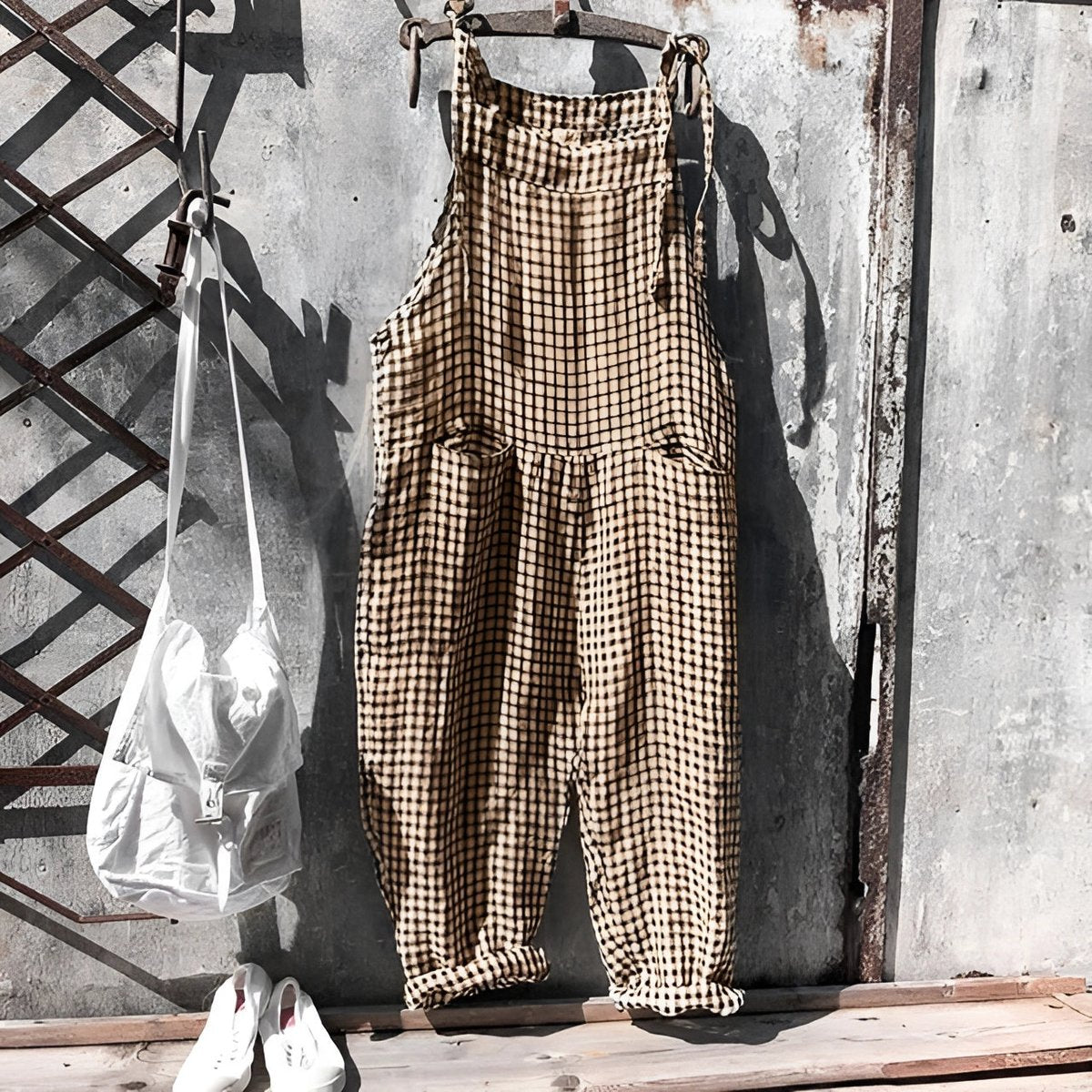 Unisex Vintage Striped Loose-Fit Adjustable Strap Overalls