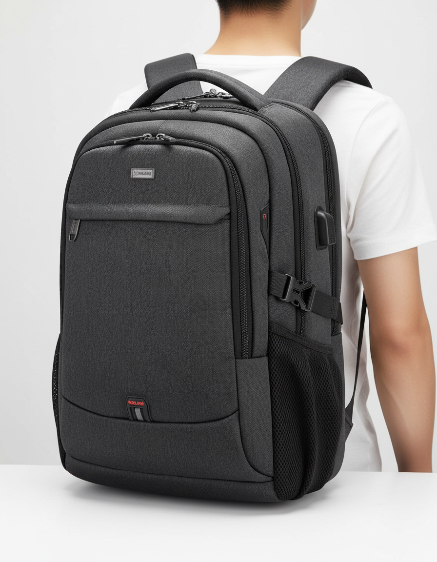 Unisex Waterproof Laptop Backpack with USB Charging