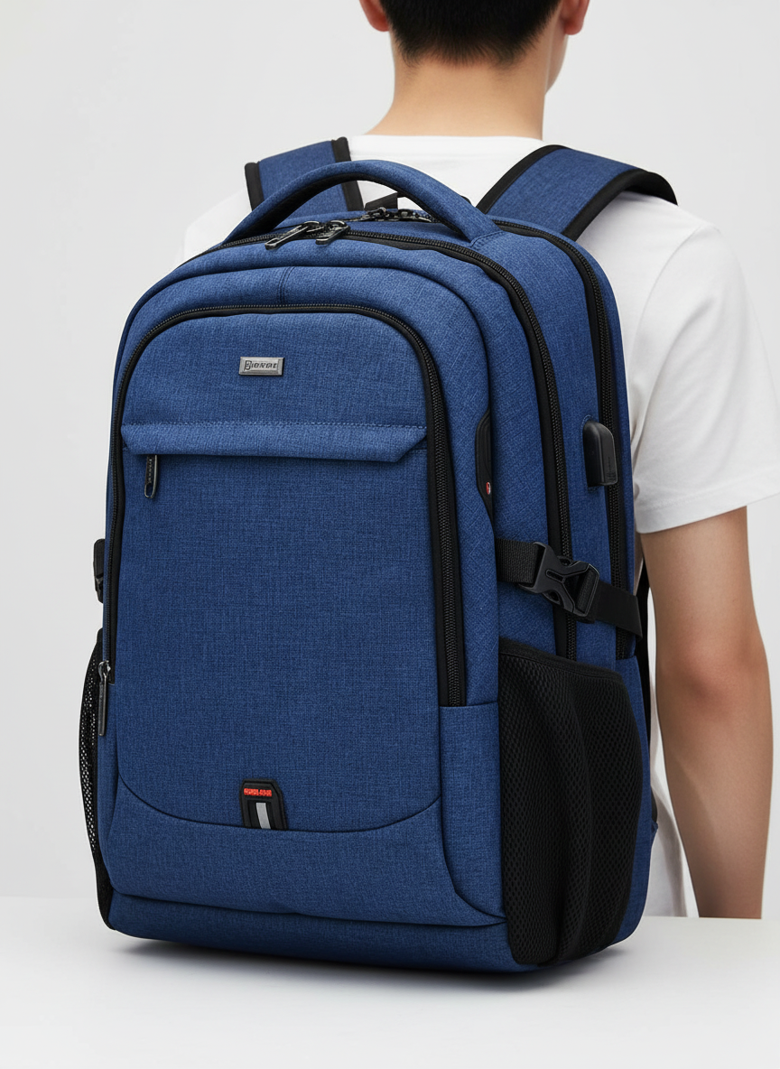 Unisex Waterproof Laptop Backpack with USB Charging