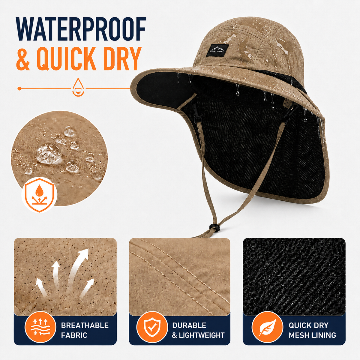 UPF 50 Sun Protection Hat with Neck Flap