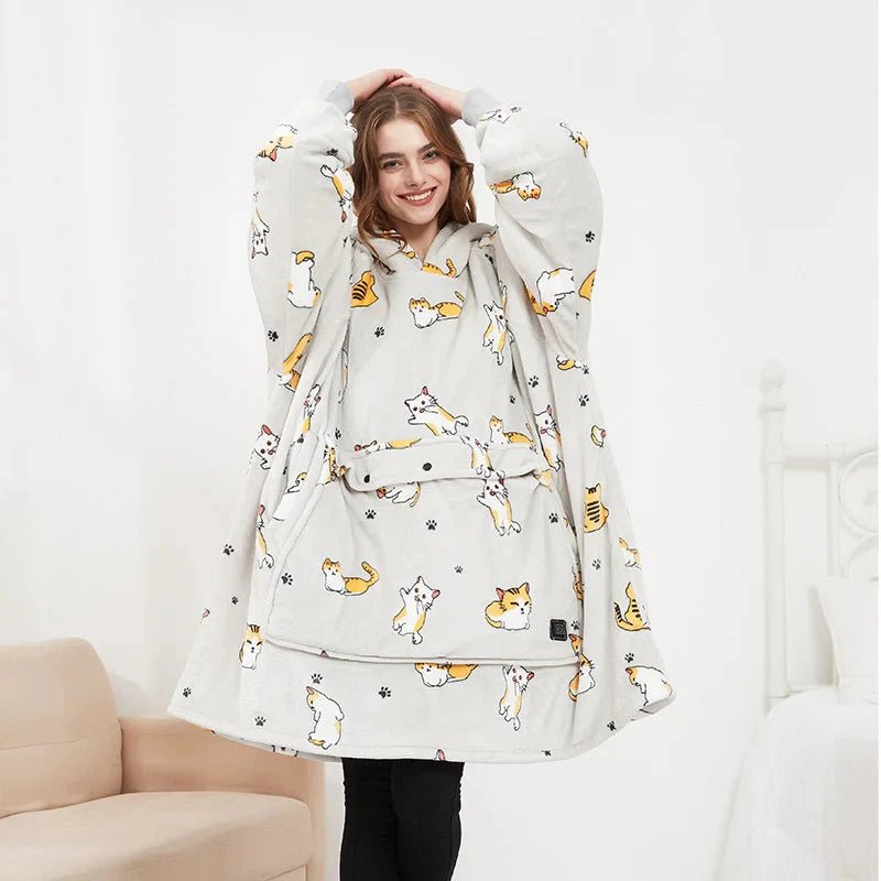 USB Heated Wearable Blanket Hoodie