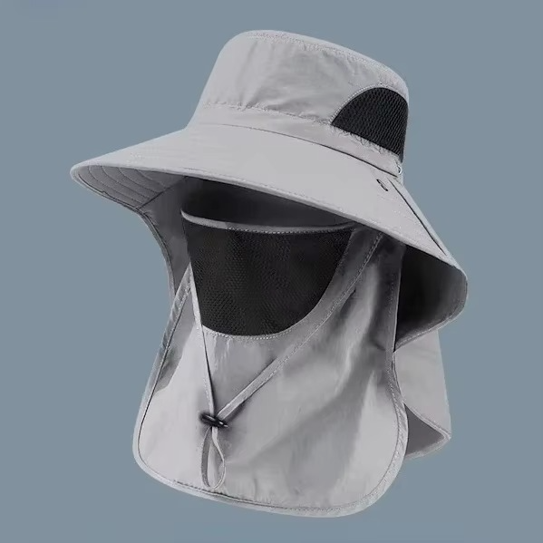 UV Protection Outdoor Sun Hat with Wide Brim and Neck Flap for Hiking, Fishing, and Camping