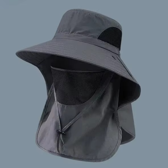 UV Protection Outdoor Sun Hat with Wide Brim and Neck Flap for Hiking, Fishing, and Camping