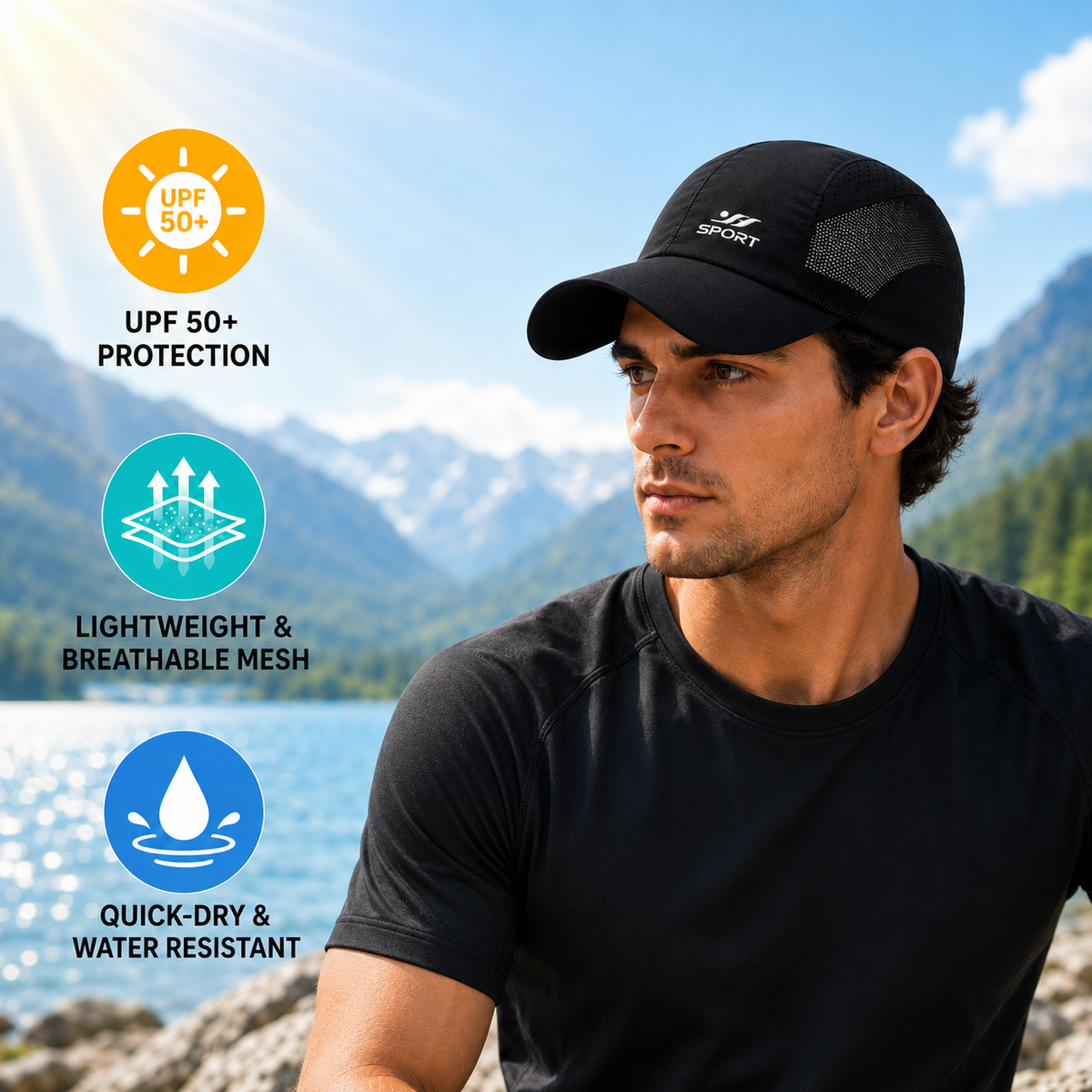 UV-Rated Breathable Baseball Cap