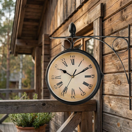 Vintage Double-Sided Outdoor Porch Wall Clock