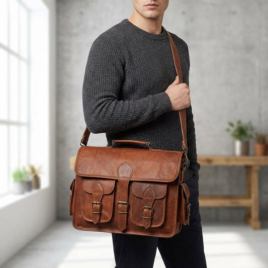 Vintage-Style Crossbody Camera Bag with Adjustable Compartments and Multiple Pockets