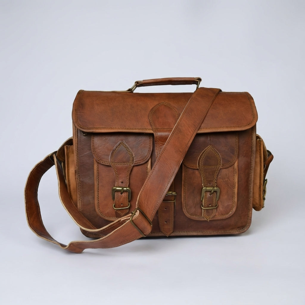 Vintage-Style Crossbody Camera Bag with Adjustable Compartments and Multiple Pockets