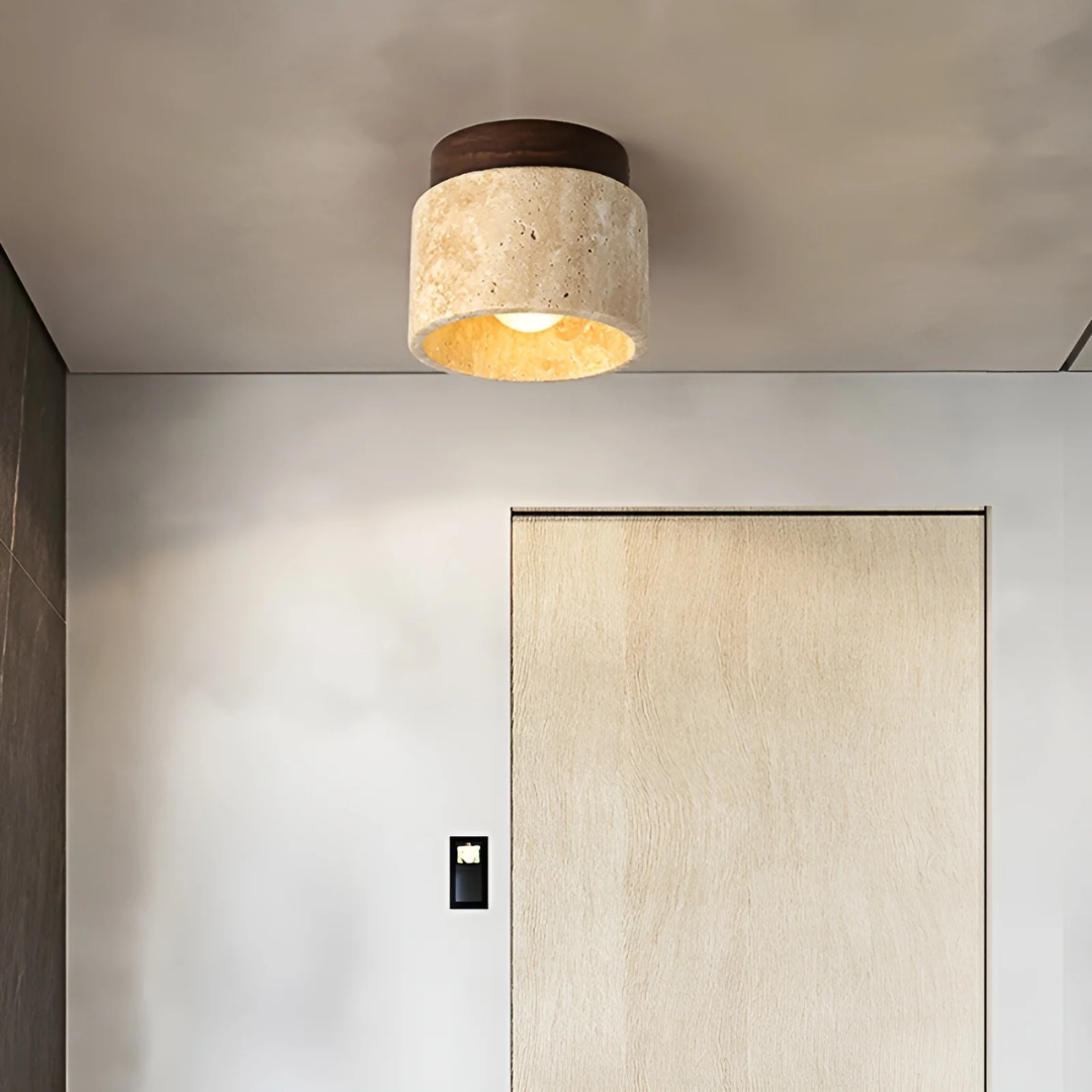 Wabi-Sabi Japanese Yellow Marble Ceiling Lamp