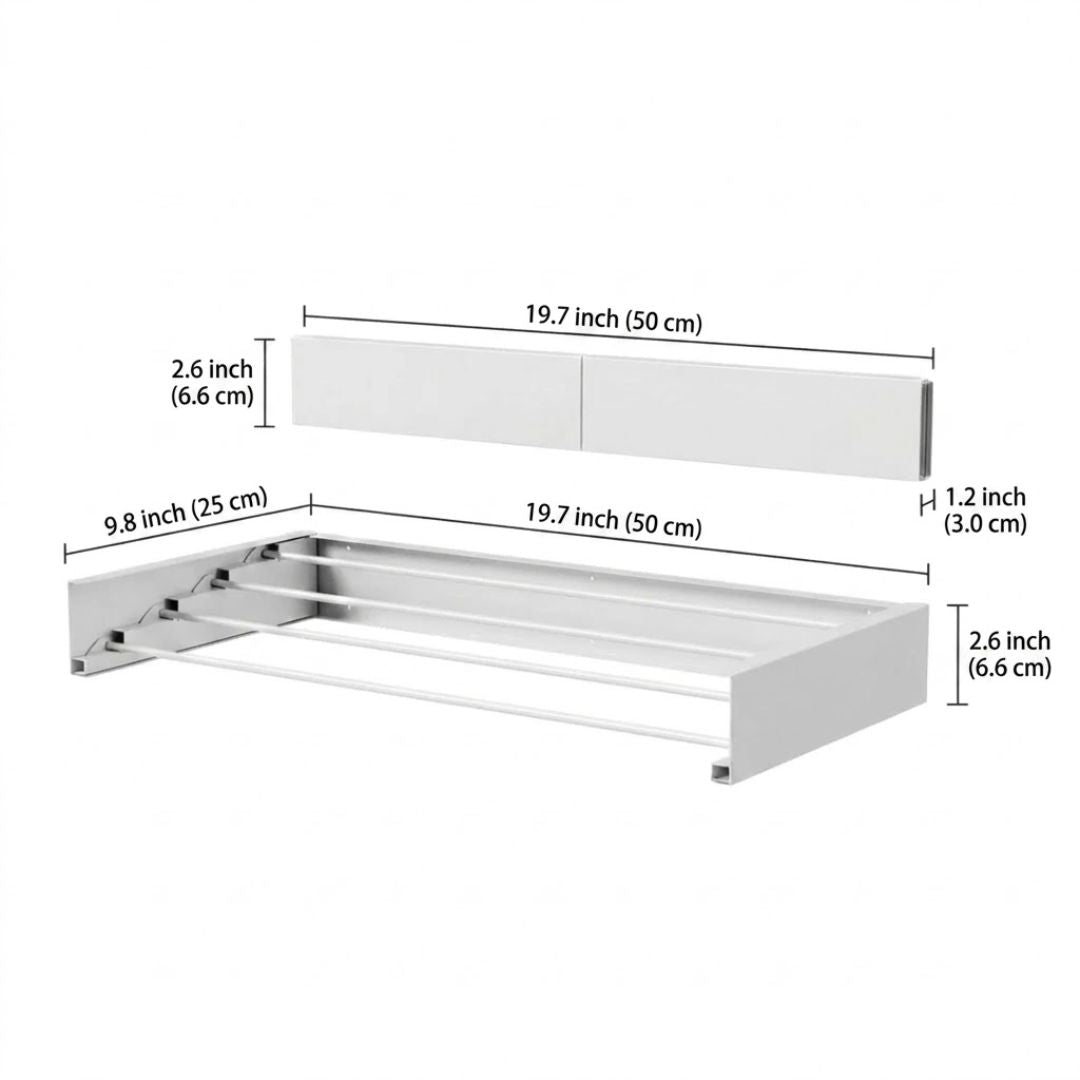 Wall-Mounted Drying Rack - Foldable Space-Saving Design for Clothes and Laundry