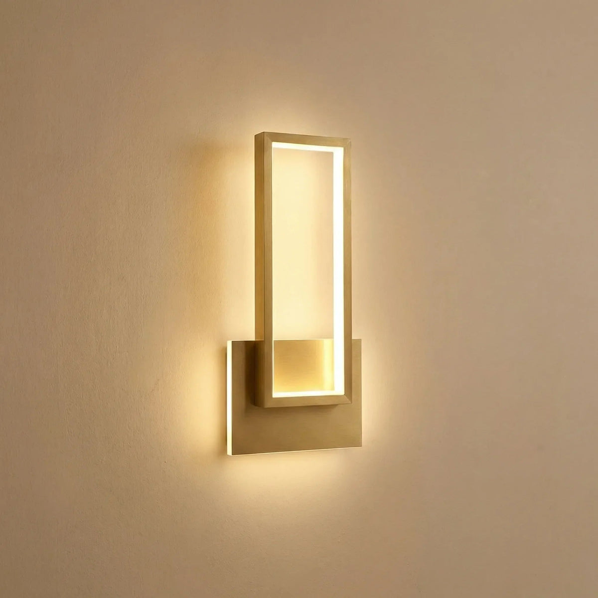 Warm LED Wall Light with Gold Finish – Modern Minimalist Wall Sconce for Bedroom and Living Room
