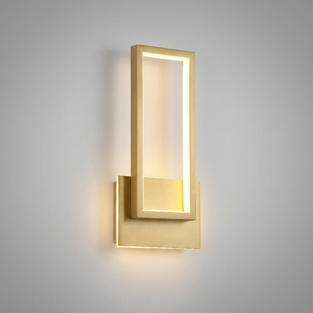 Warm LED Wall Light with Gold Finish – Modern Minimalist Wall Sconce for Bedroom and Living Room