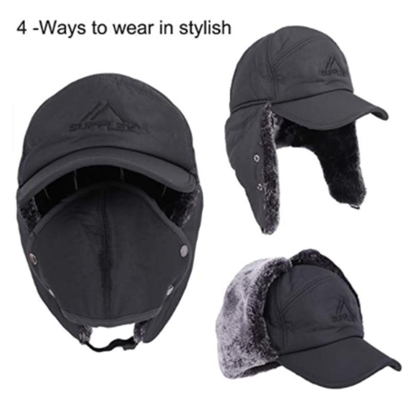 Warm Windproof Hat with Ear Flaps and Face Mask