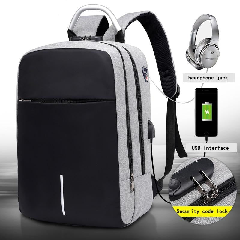 Water-Resistant Anti-Theft Laptop Backpack with Hidden Zipper and USB Charging Port