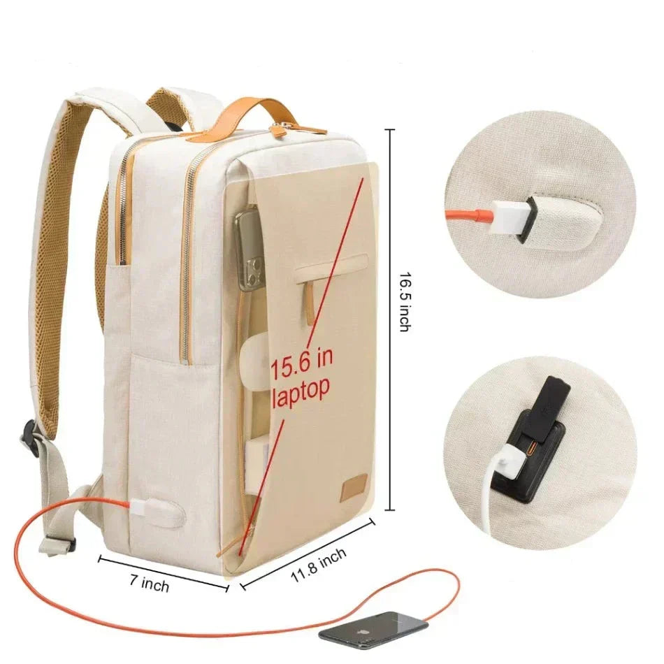 Water-Resistant Laptop Backpack with USB Charging Port for 15.6-Inch Laptops