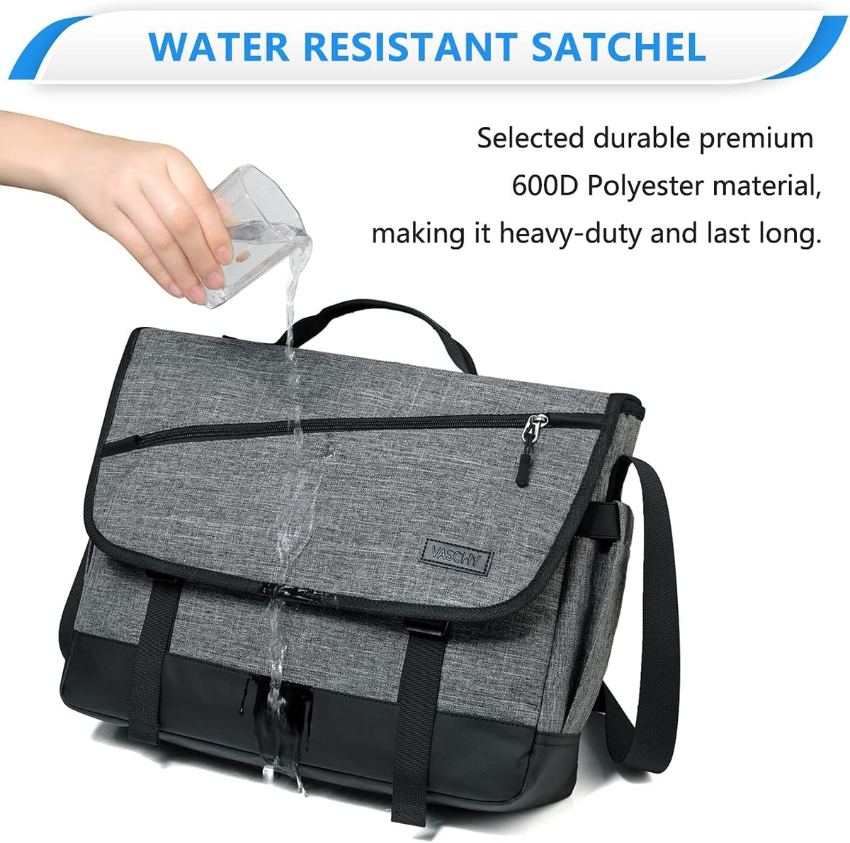 Water-Resistant Laptop Messenger Bag with Adjustable Strap