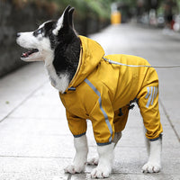Waterproof Hooded Dog Raincoat with Reflective Stripes - Adjustable