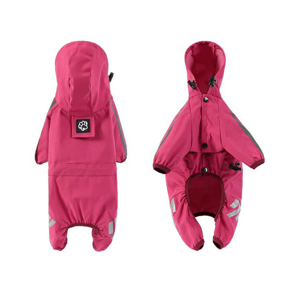 Waterproof Hooded Dog Raincoat with Reflective Stripes - Adjustable
