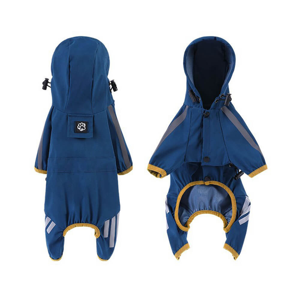 Waterproof Hooded Dog Raincoat with Reflective Stripes - Adjustable