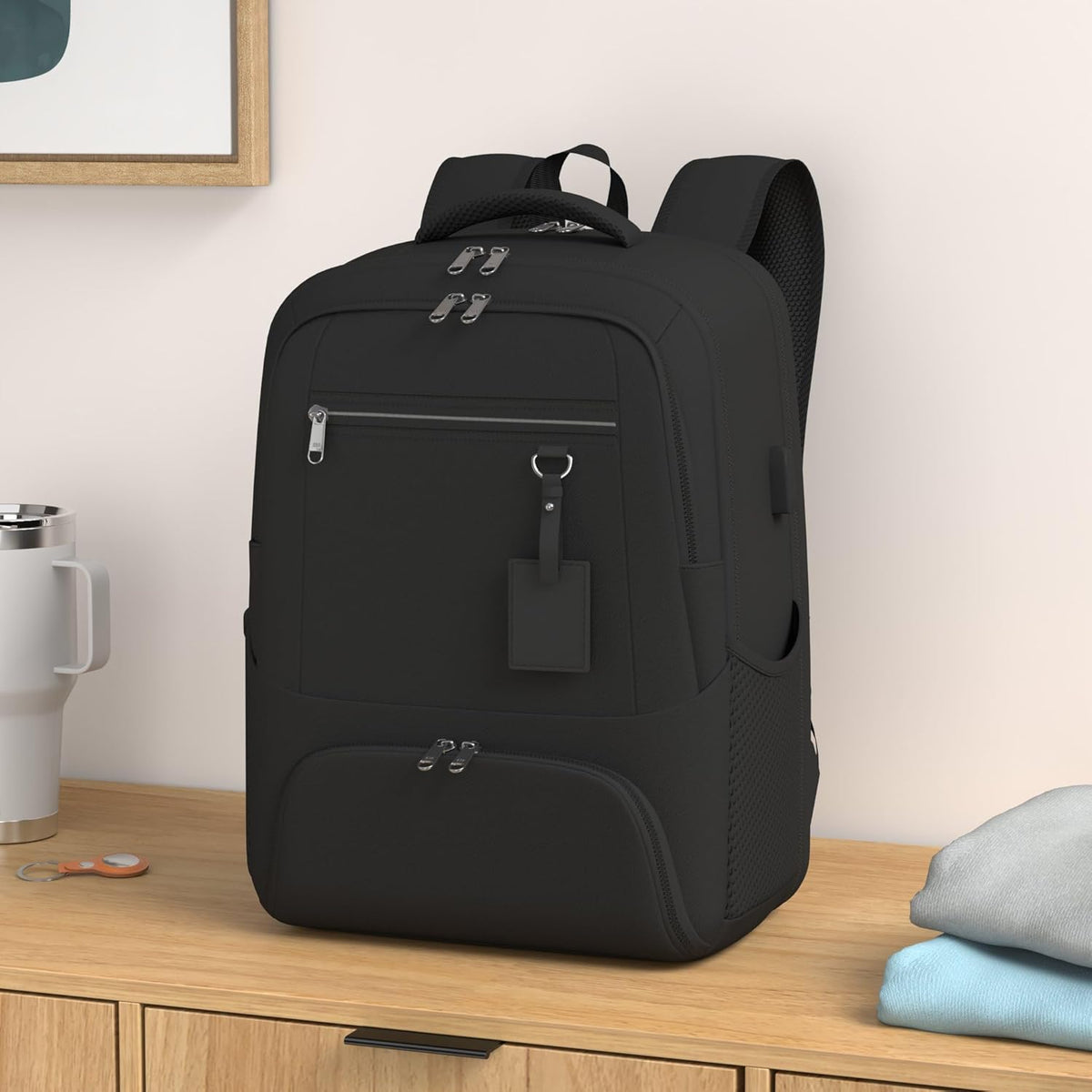 Waterproof Laptop and Lunch Backpack with USB Port - Multi-Compartment Travel Bag
