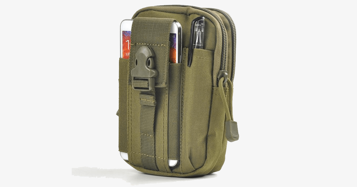 Waterproof Military Waist Bag with Zipper Closure and Belt Attachment for Outdoor Travel