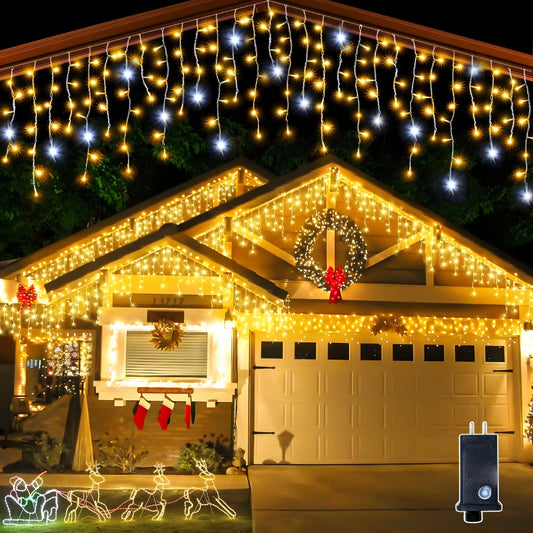 Waterproof Outdoor LED Curtain Lights, Warm White