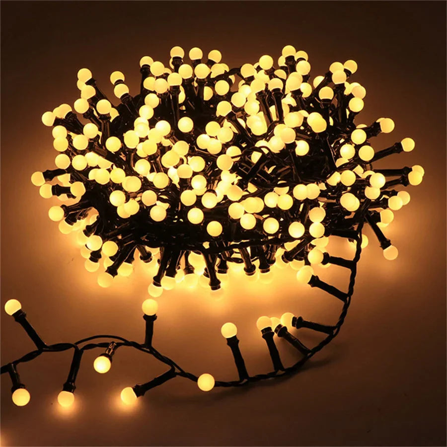 Waterproof Outdoor LED String Lights with Round Bulbs for Garden and Patio