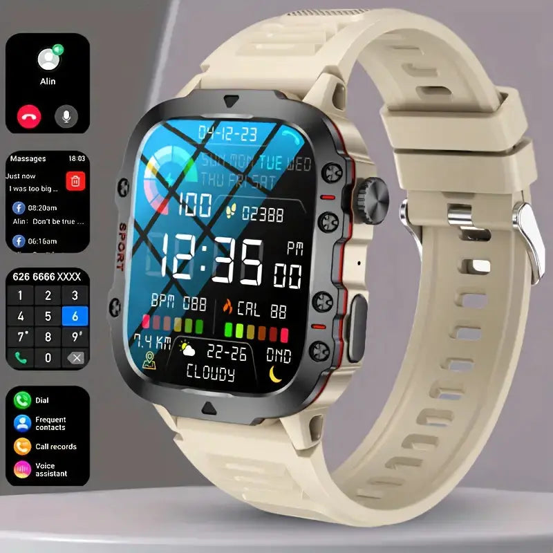 Waterproof Outdoor Smartwatch and Fitness Tracker with Full Health Monitoring
