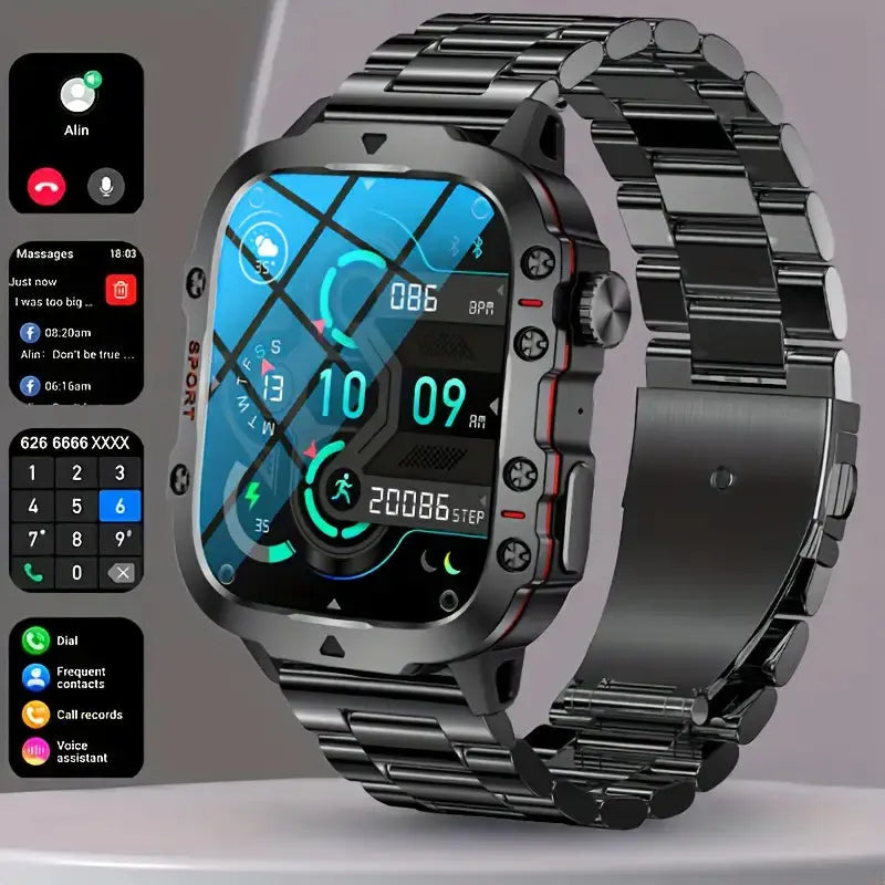 Waterproof Outdoor Smartwatch and Fitness Tracker with Full Health Monitoring