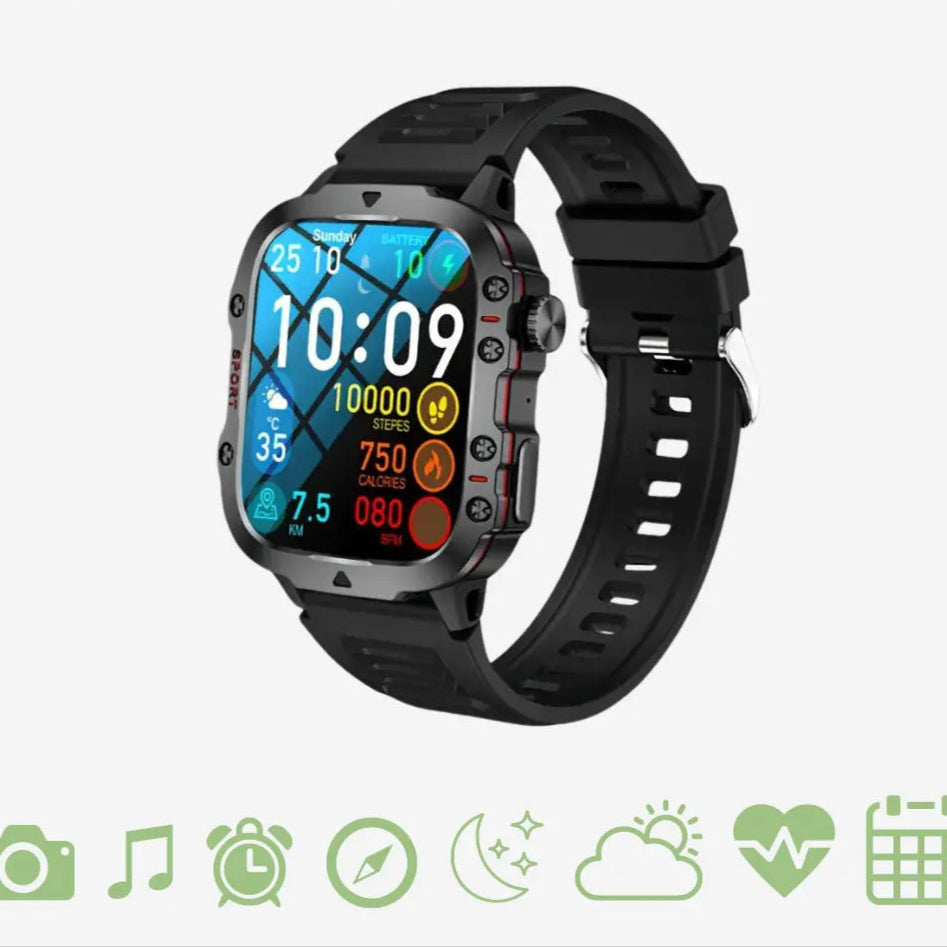Waterproof Outdoor Smartwatch and Fitness Tracker with Full Health Monitoring