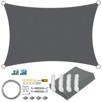 Waterproof Rectangular Sun Shade Sail with UV Protection and Hardware Kit