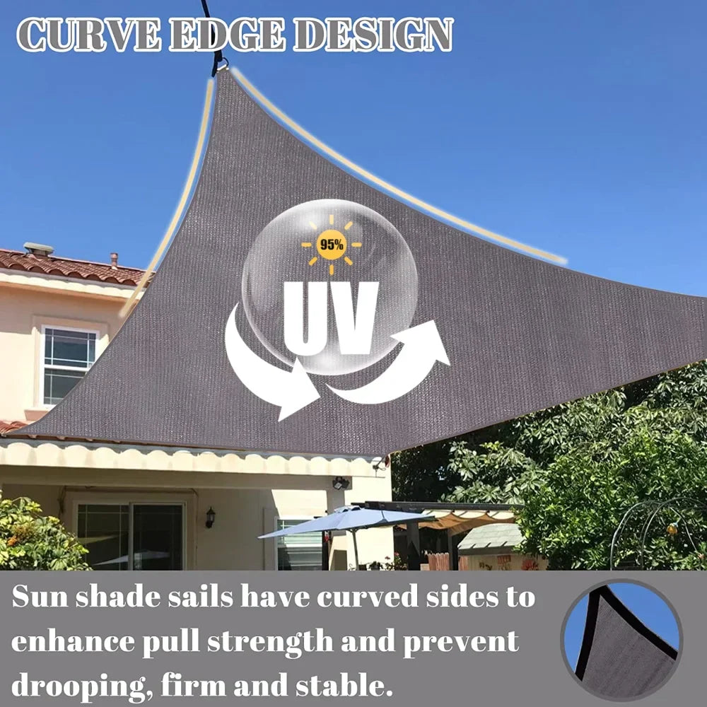 Waterproof Rectangular Sun Shade Sail with UV Protection and Hardware Kit