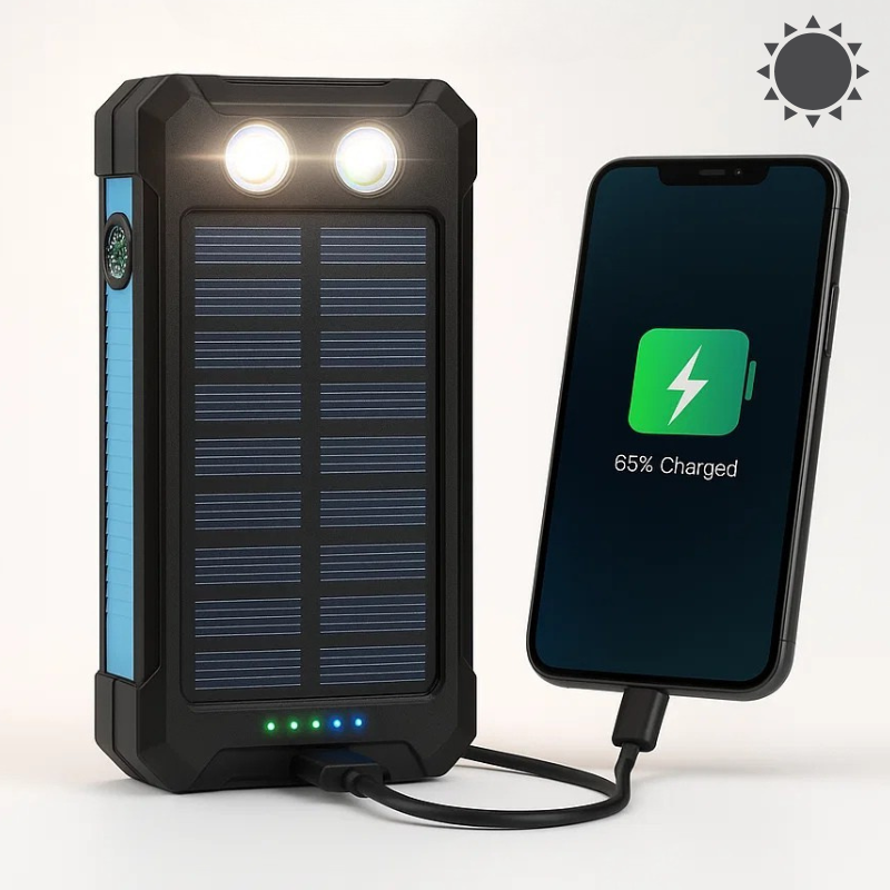Waterproof Solar Power Bank with Dual USB Ports