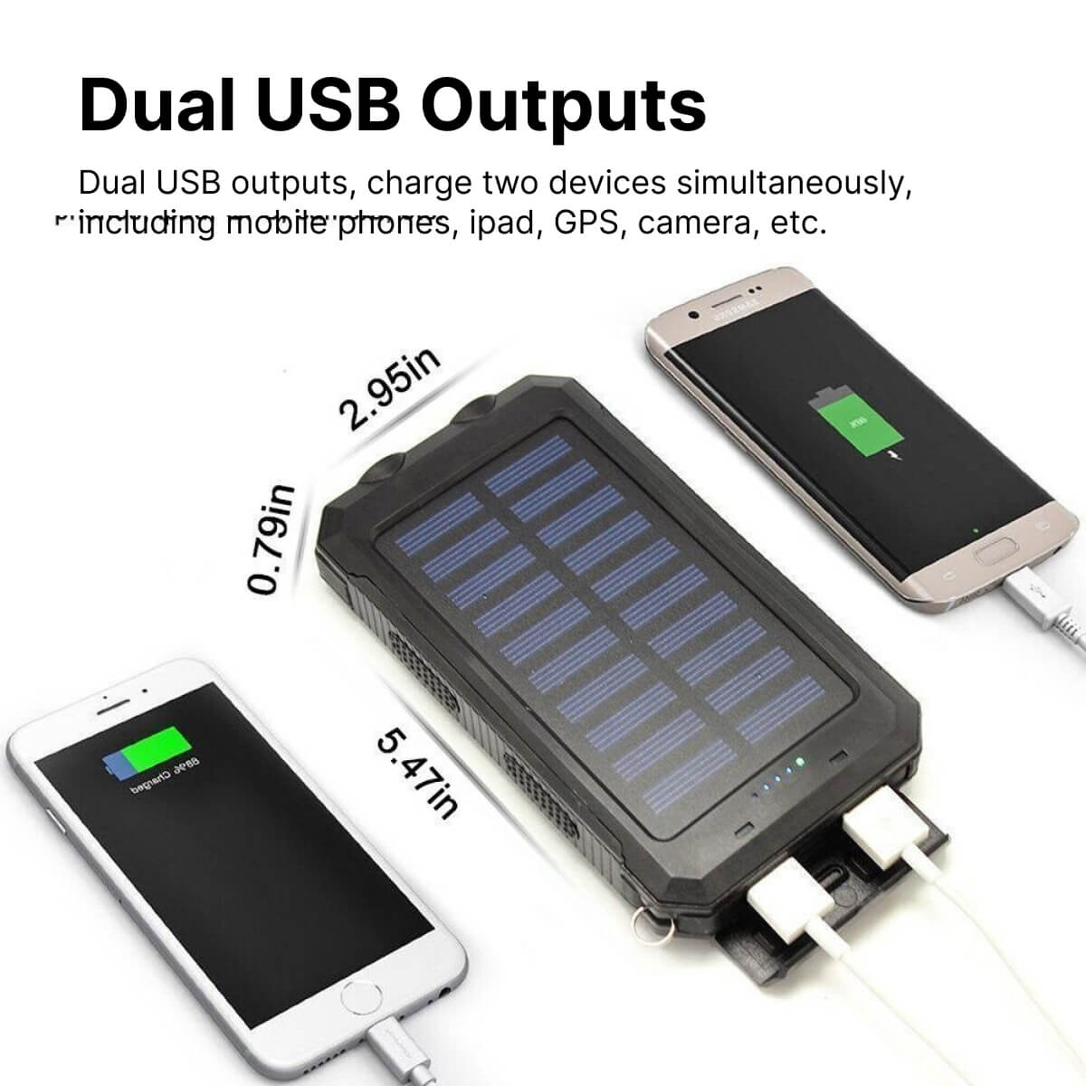 Waterproof Solar Power Bank with Dual USB Ports