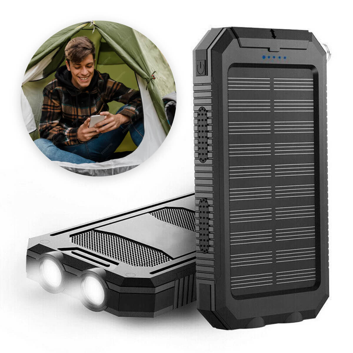 Waterproof Solar Power Bank with Dual USB Ports