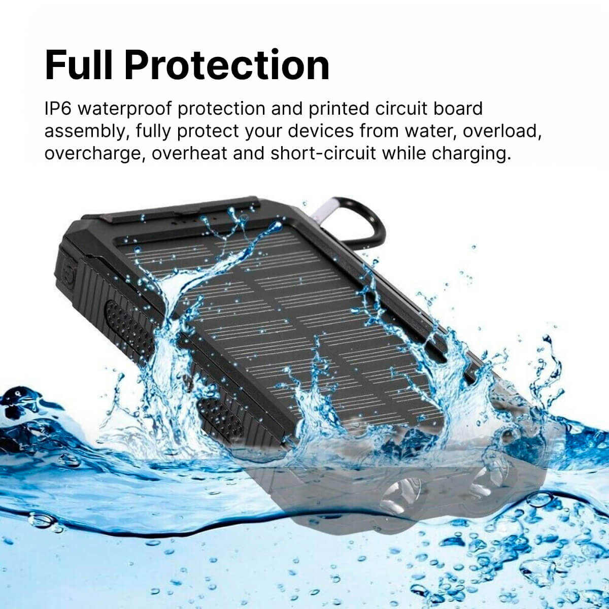 Waterproof Solar Power Bank with Dual USB Ports