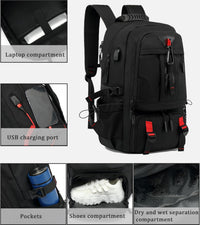 Waterproof Travel Laptop Backpack with USB Port and Shoe Compartment