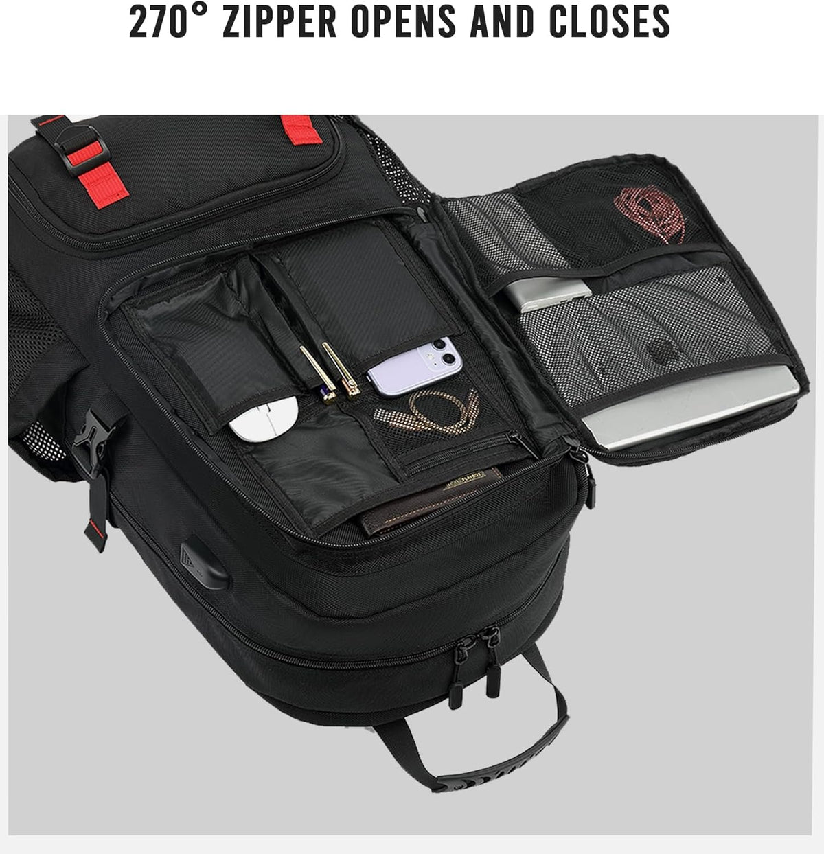Waterproof Travel Laptop Backpack with USB Port and Shoe Compartment
