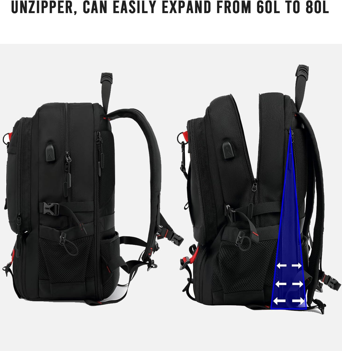Waterproof Travel Laptop Backpack with USB Port and Shoe Compartment