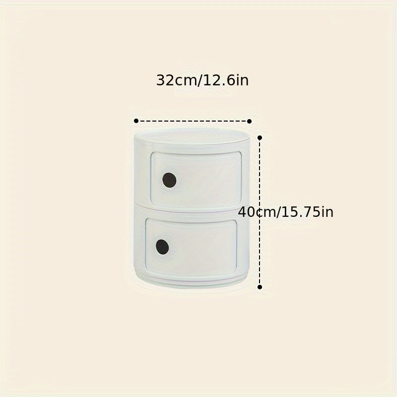 White Round Nightstand Storage Cabinet