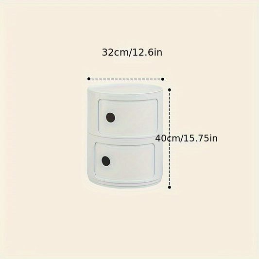 White Round Nightstand Storage Cabinet