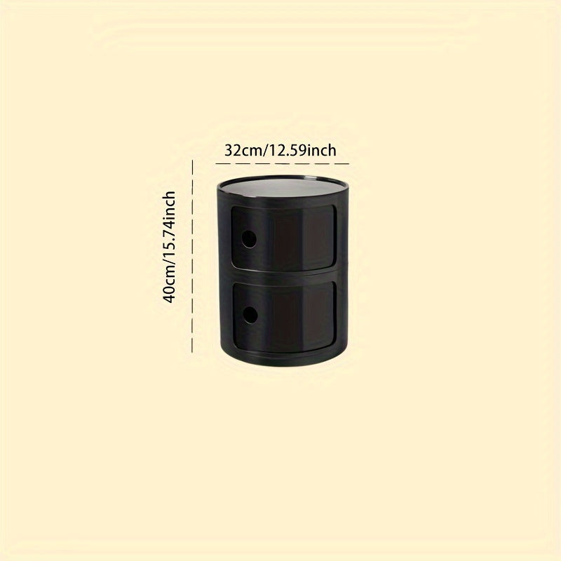 White Round Nightstand Storage Cabinet
