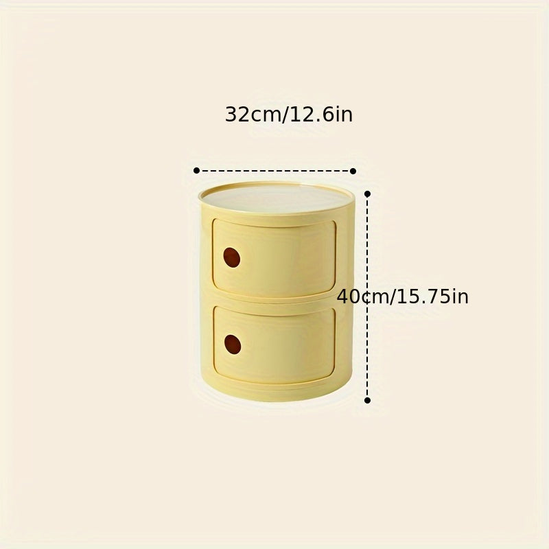 White Round Nightstand Storage Cabinet