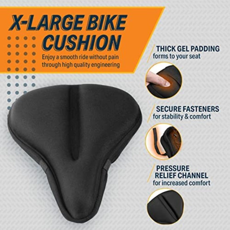 Wide Gel Bike Seat Cover for Stationary Spin Bikes