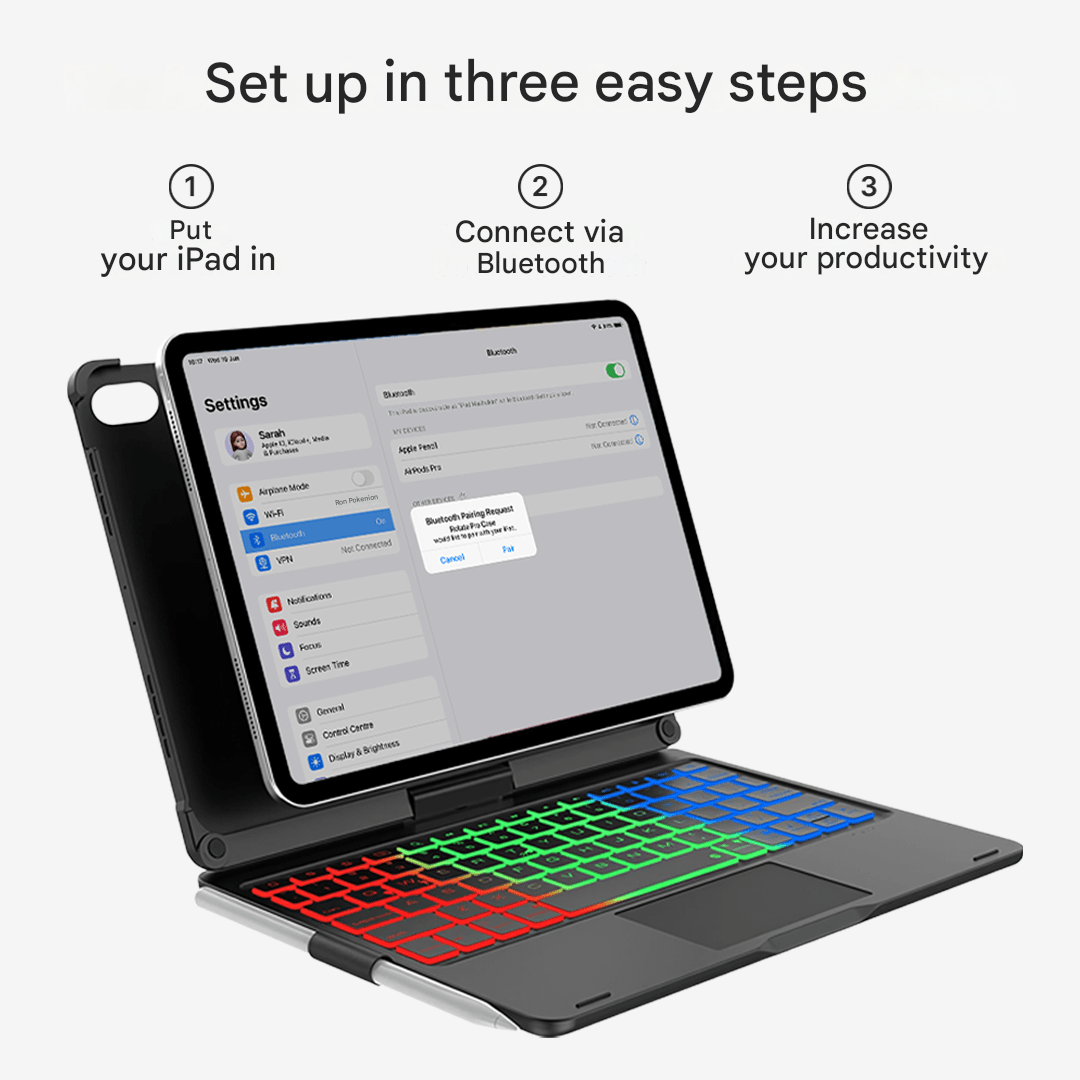 Wireless 360° Rotating Keyboard Case