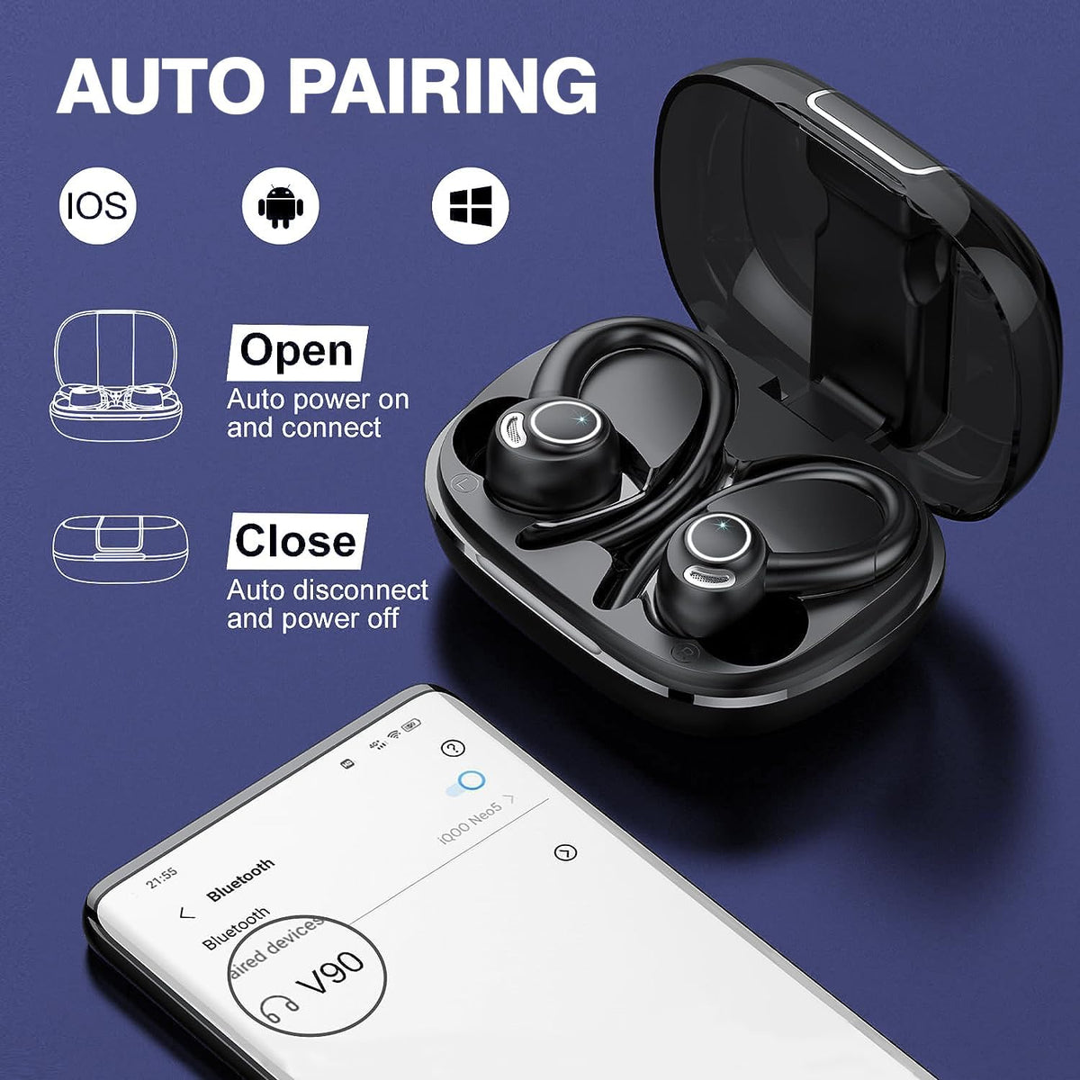 Wireless Bluetooth 5.3 Sports Earbuds with Noise Reduction and 48-Hour Playtime