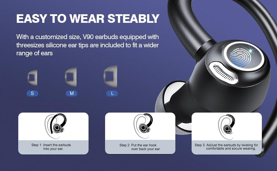 Wireless Bluetooth 5.3 Sports Earbuds with Noise Reduction and 48-Hour Playtime