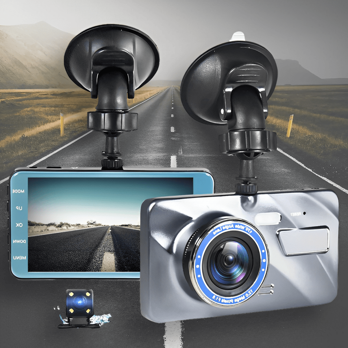 Wireless Front and Rear Dash Cam with Night Vision