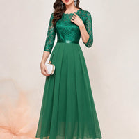 Women's 3/4-Sleeve A-Line Maxi Formal Dress